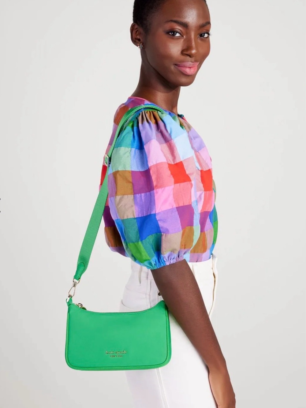 Kate Spade The Little Better Sam Nylon Small Shoulder Bag Crossbody Green